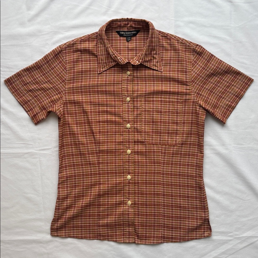 Men's Rust Plaid Short Sleeve Shirt